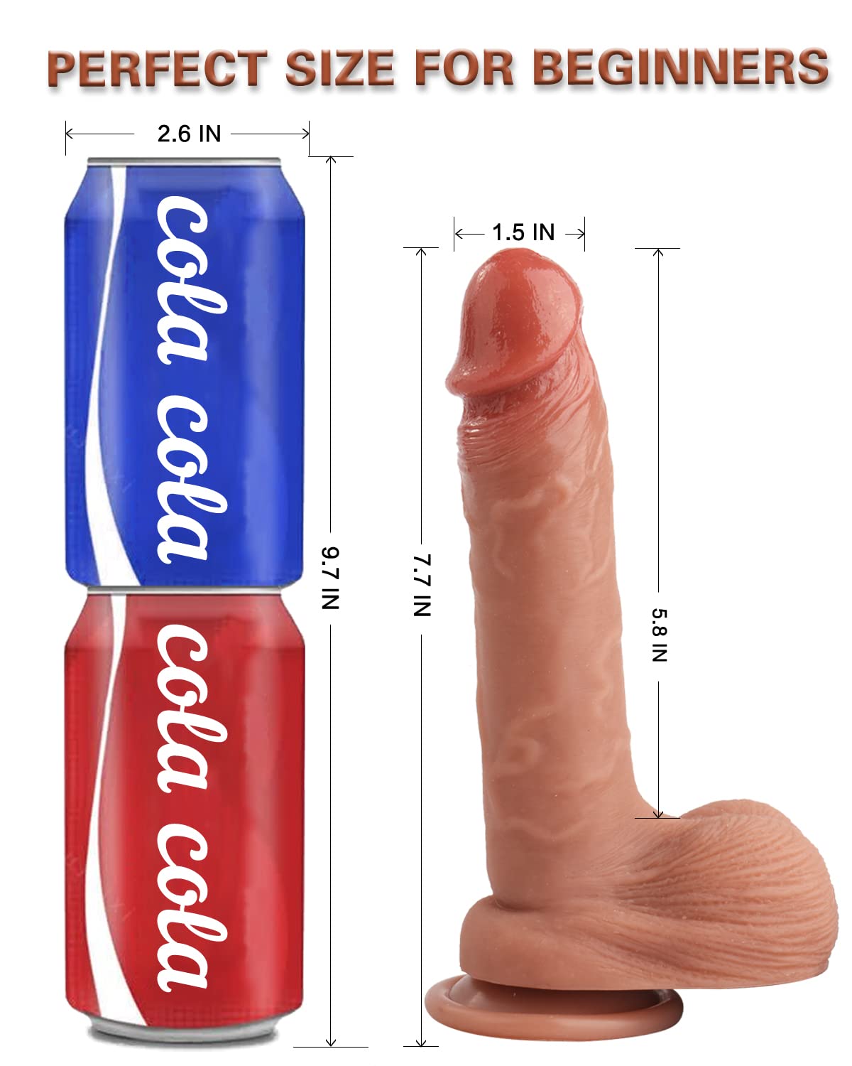 Realistic Dildo for Beginners Lifelike Huge Silicone Dildo, with Strong Suction Cup for Hands-Free Play, Realistic Penis for G-Spot Stimulation Dildos Anal Sex Toys for Women and Couple 7.7 "