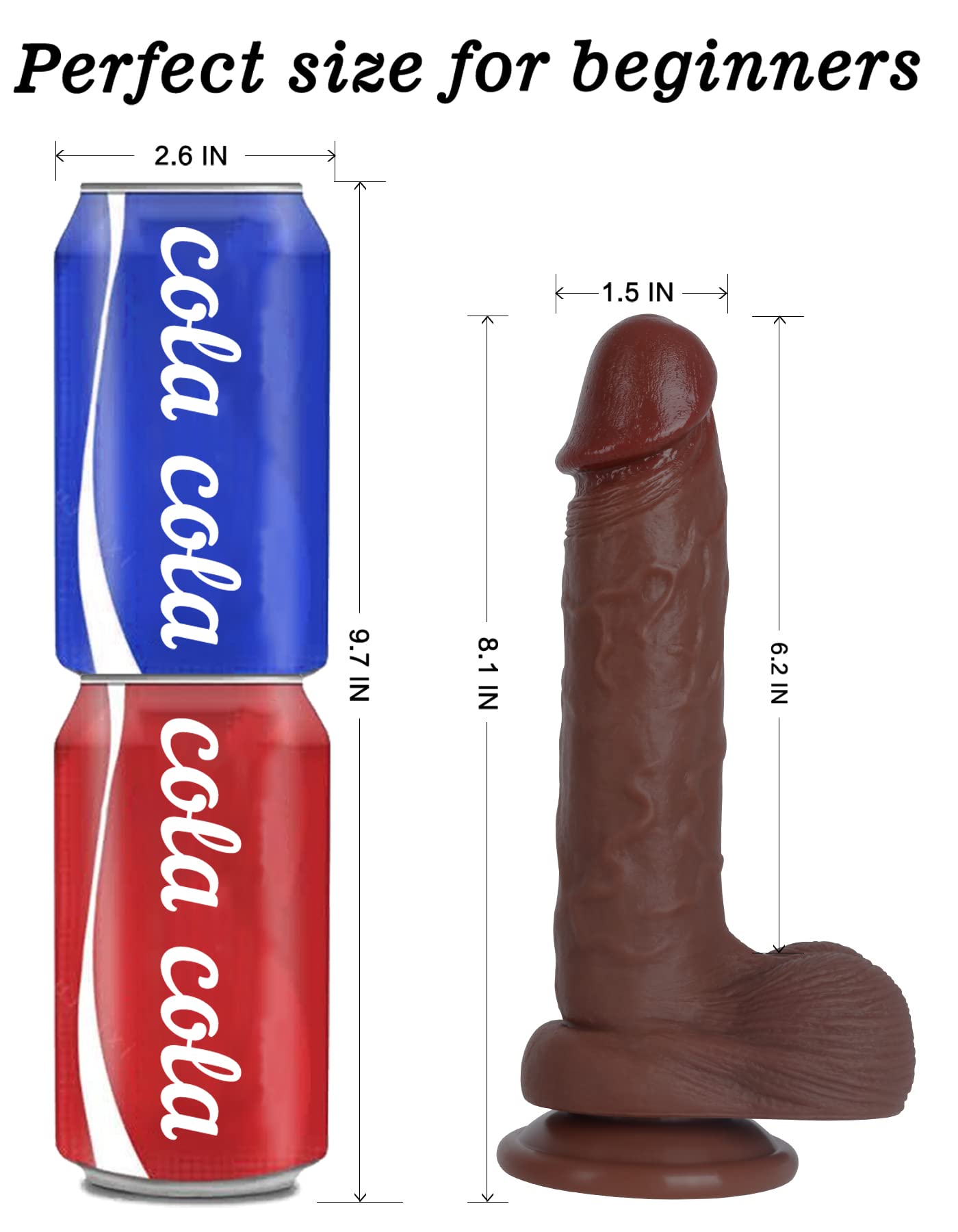 Realistic Dildo for Beginners Lifelike Huge Silicone Dildo, with Strong Suction Cup for Hands-Free Play, Realistic Penis for G-Spot Stimulation Dildos Anal Sex Toys for Women and Couple 7.7 "