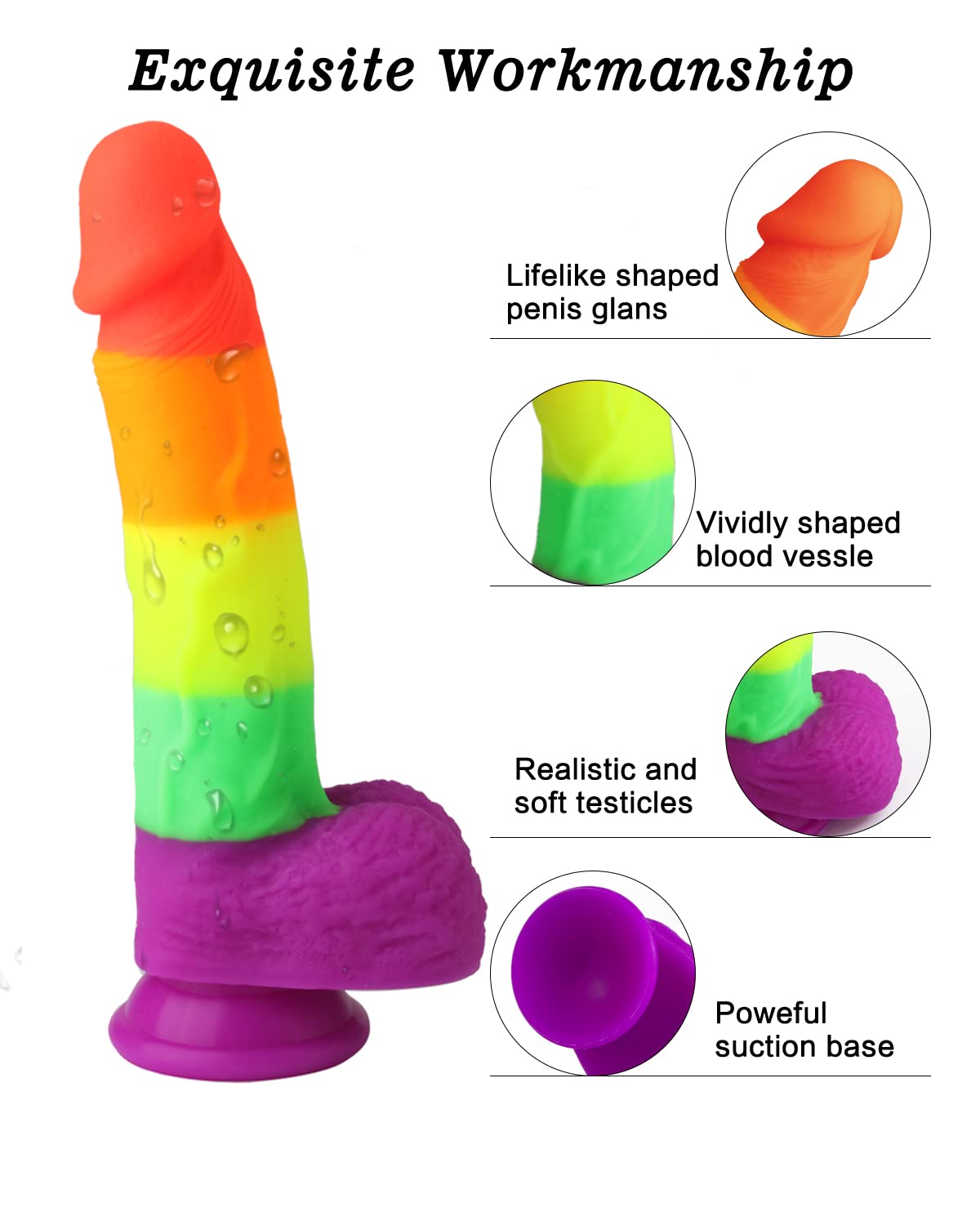 Realistic Dildo for Beginners Lifelike Huge Silicone Dildo, with Strong Suction Cup for Hands-Free Play, Realistic Penis for G-Spot Stimulation Dildos Anal Sex Toys for Women and Couple 7.7 "
