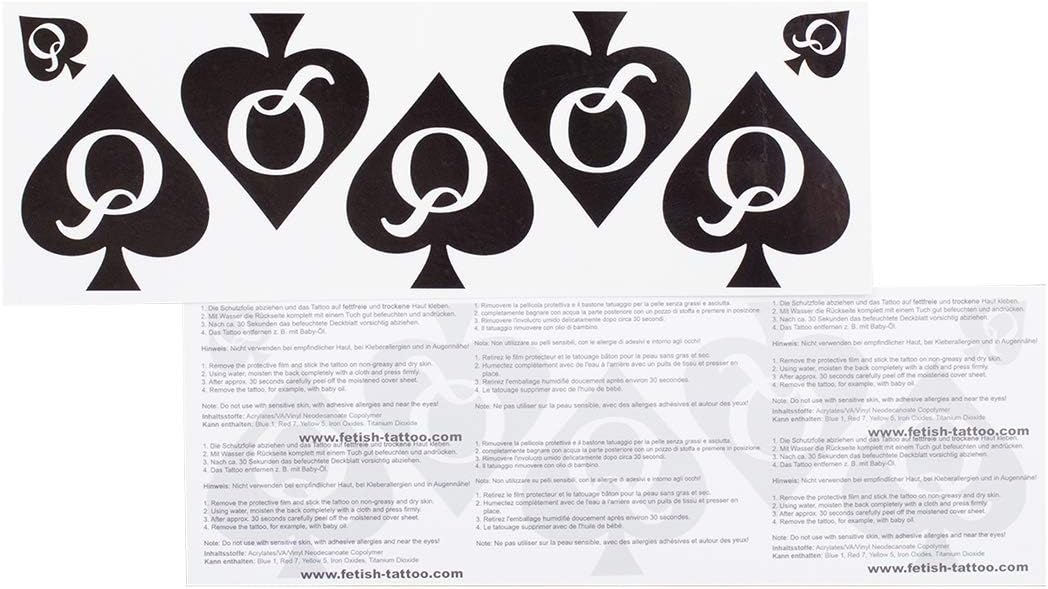 5 x Big Queen of Spades Tattoo in black plus 2 small- Hotwife Tattoo - BBC - temporary Tattoo