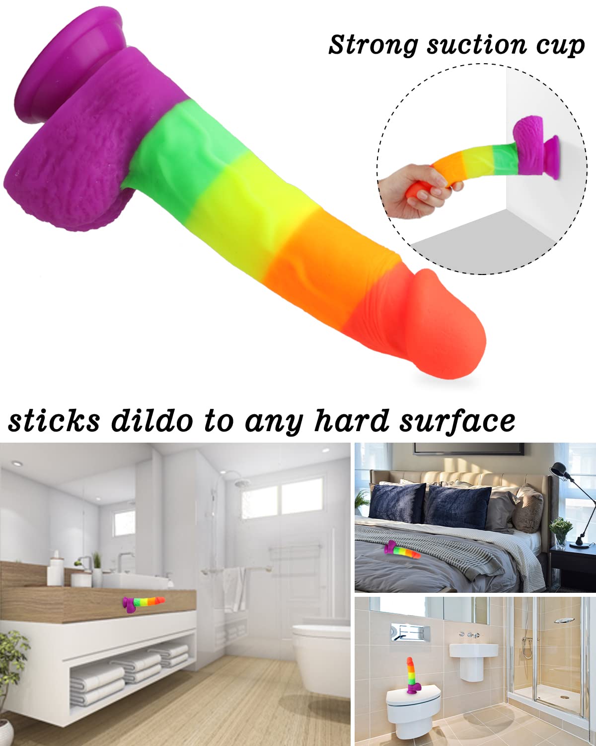 Realistic Dildo for Beginners Lifelike Huge Silicone Dildo, with Strong Suction Cup for Hands-Free Play, Realistic Penis for G-Spot Stimulation Dildos Anal Sex Toys for Women and Couple 7.7 "