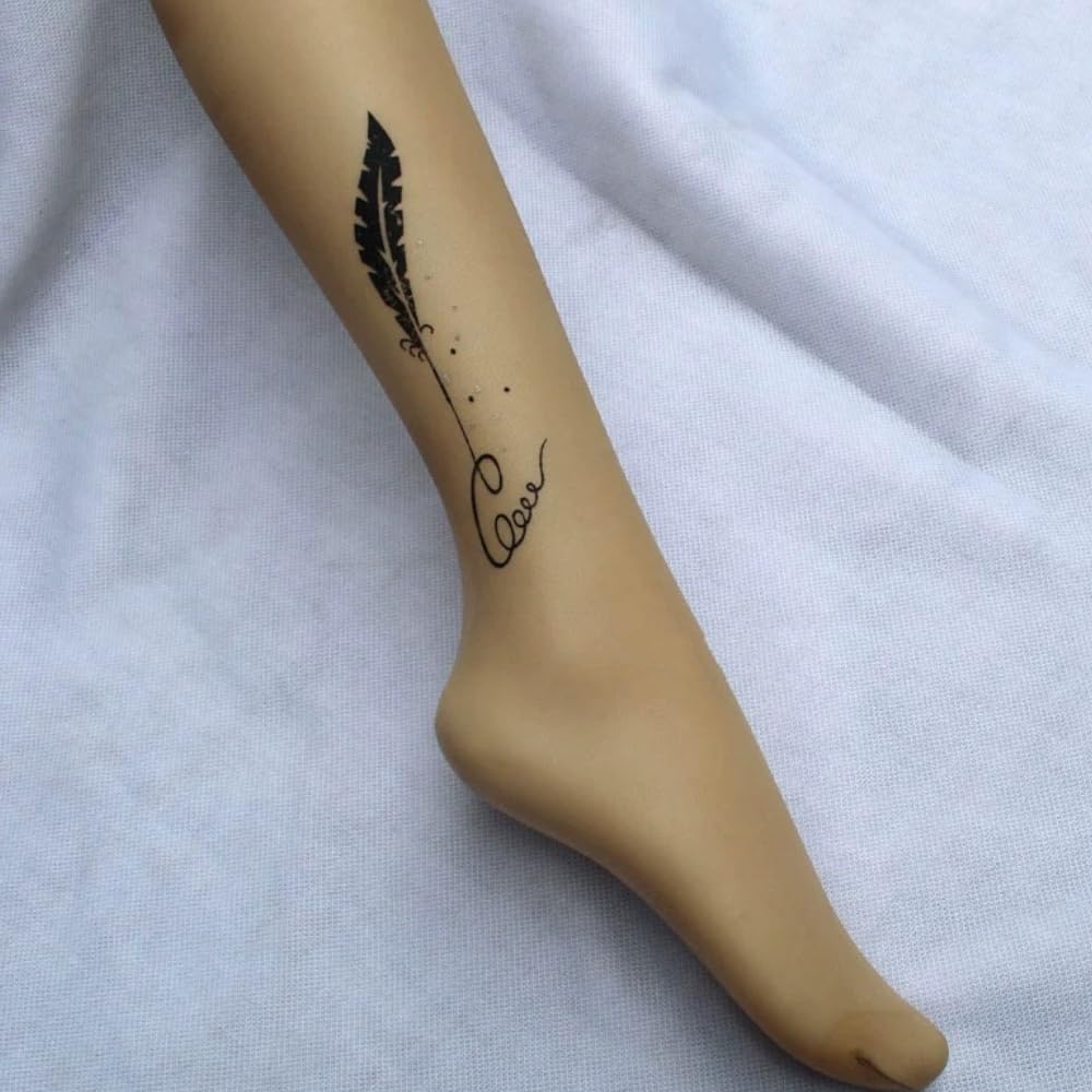 Premium Velvet Mock Tattoo Patterned Women's Tights with Designs Skin Color Pantyhose Sheer Stockings