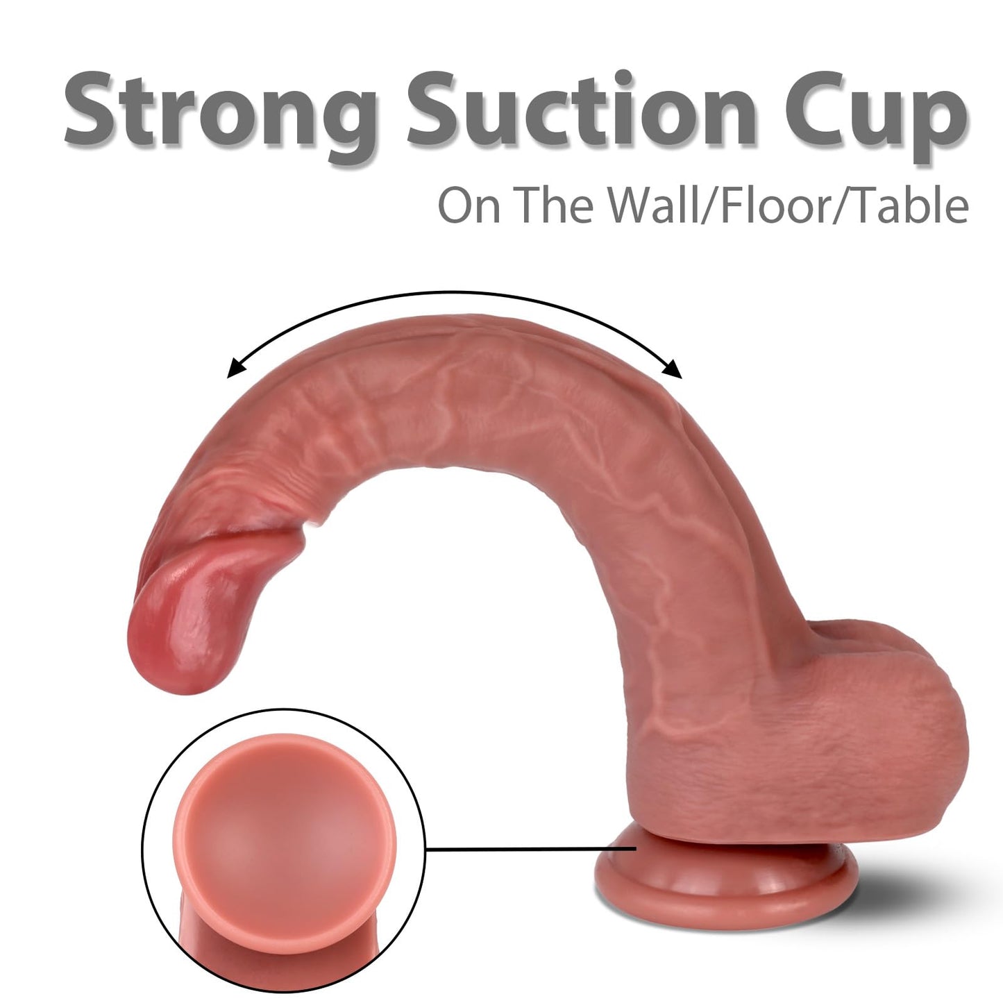 10 inches- Huge Flesh Lifelike Dildo, Realistic Skin Texture, Thick Liquid Silicone with Powerful Suction Cup - Adult Sex Toys for Couples, Men, Women