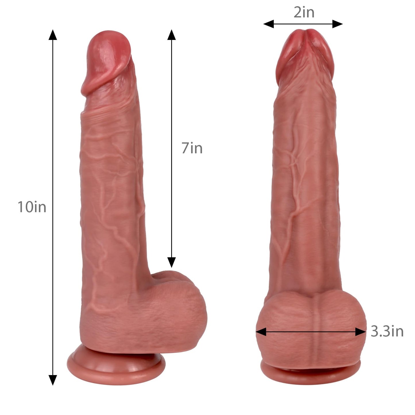 10 inches- Huge Flesh Lifelike Dildo, Realistic Skin Texture, Thick Liquid Silicone with Powerful Suction Cup - Adult Sex Toys for Couples, Men, Women
