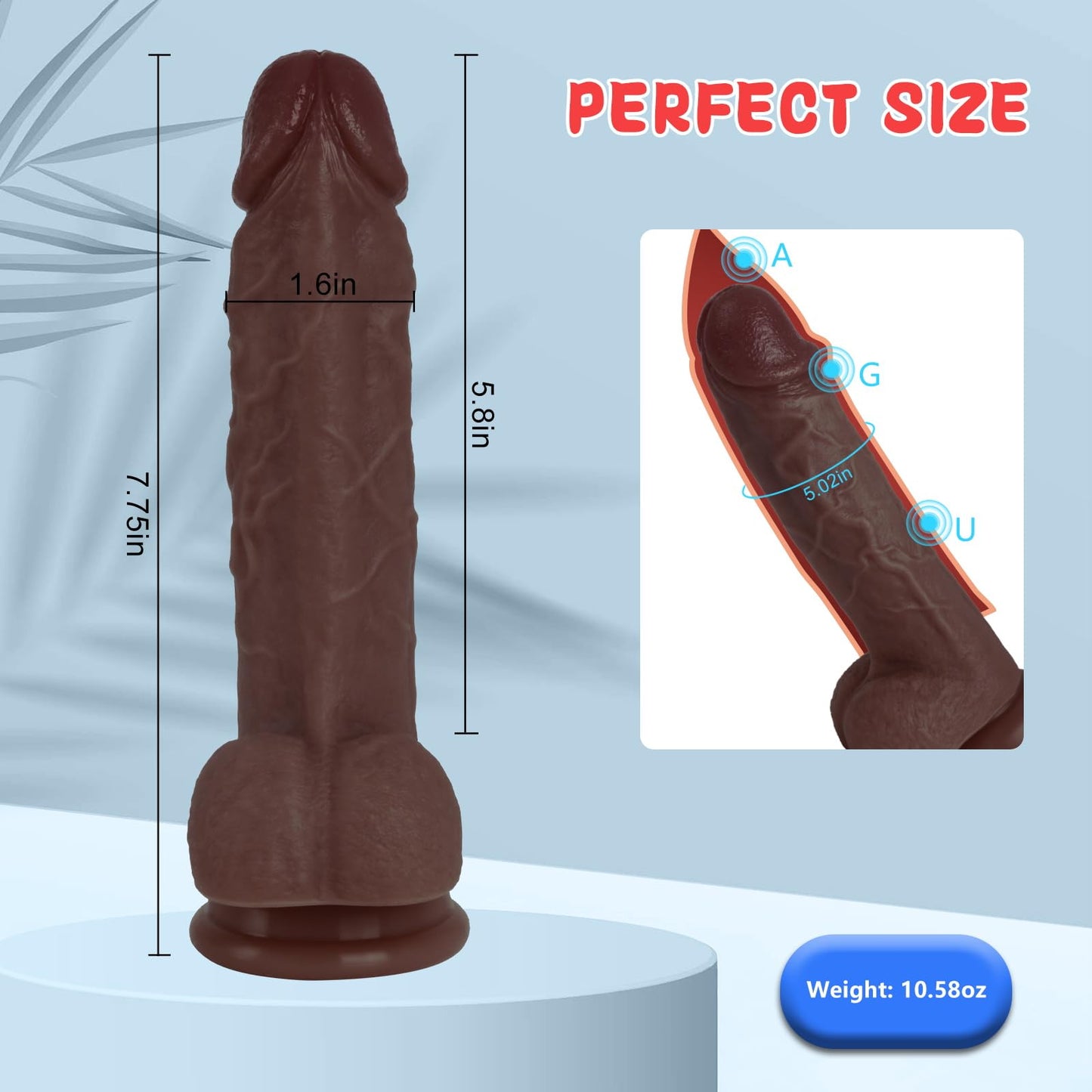 Sex Toys Dildo 7.8 Inch Realistic Silicone Dildo, Safety Material for Clitoral Vagina and Anal Stimulation with Strong Suction Cups, Sex Adult Toys for Women and Couple