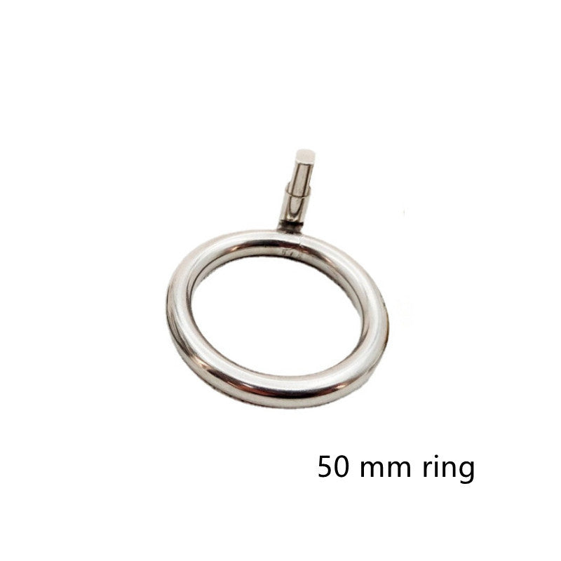 Alloy Male Chastity Cage with Adjustable Snap Rings and Movable Catheter – Metal BDSM Toy