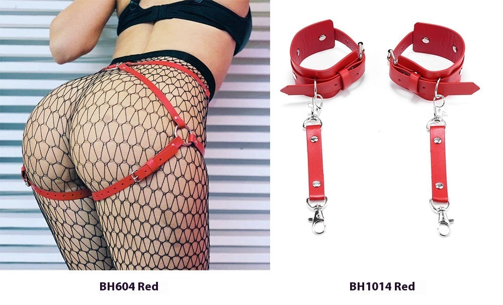 Female Handcuffs Suit with Waist Belt – Bondage Set in Multiple Colors