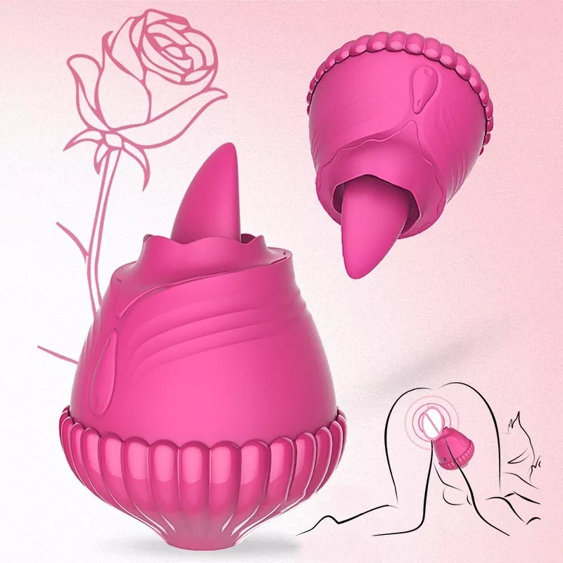 Rose Red & Grass Green Electric Tongue Licking Teaser for Women - Clitoral Masturbation Device