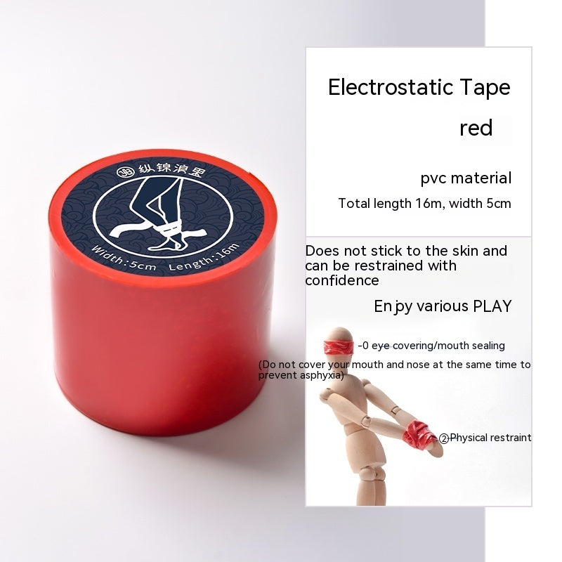 Static Adhesive Bondage Tape - Non-Stick, Skin-Safe PVC Tape in Multiple Colors