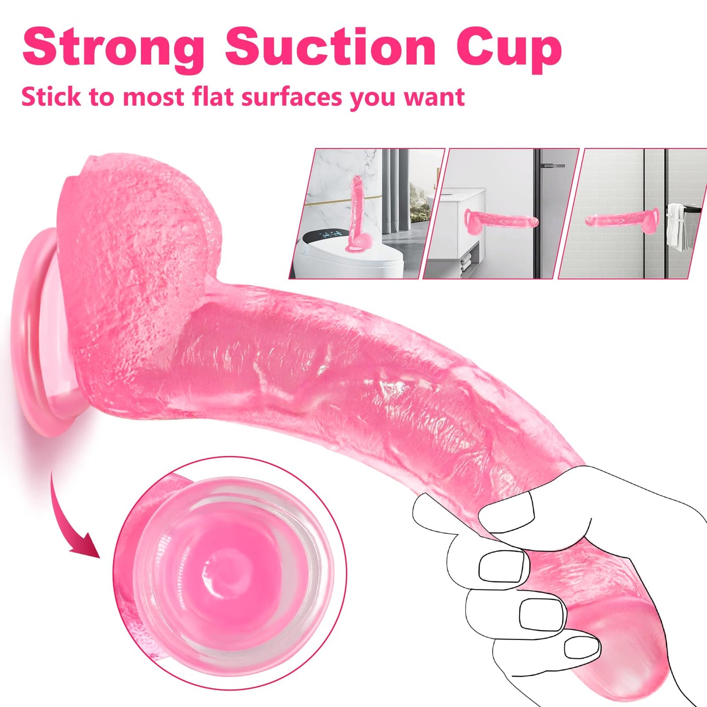 9.25 Inch Realistic Dildo Adult Sex Toys for Women, G Spot Anal Stimulator with Strong Suction Cup for Hands-Free Play, Body-Safe Material Curved Shaft and Balls Lifelike Flexible (Brown)