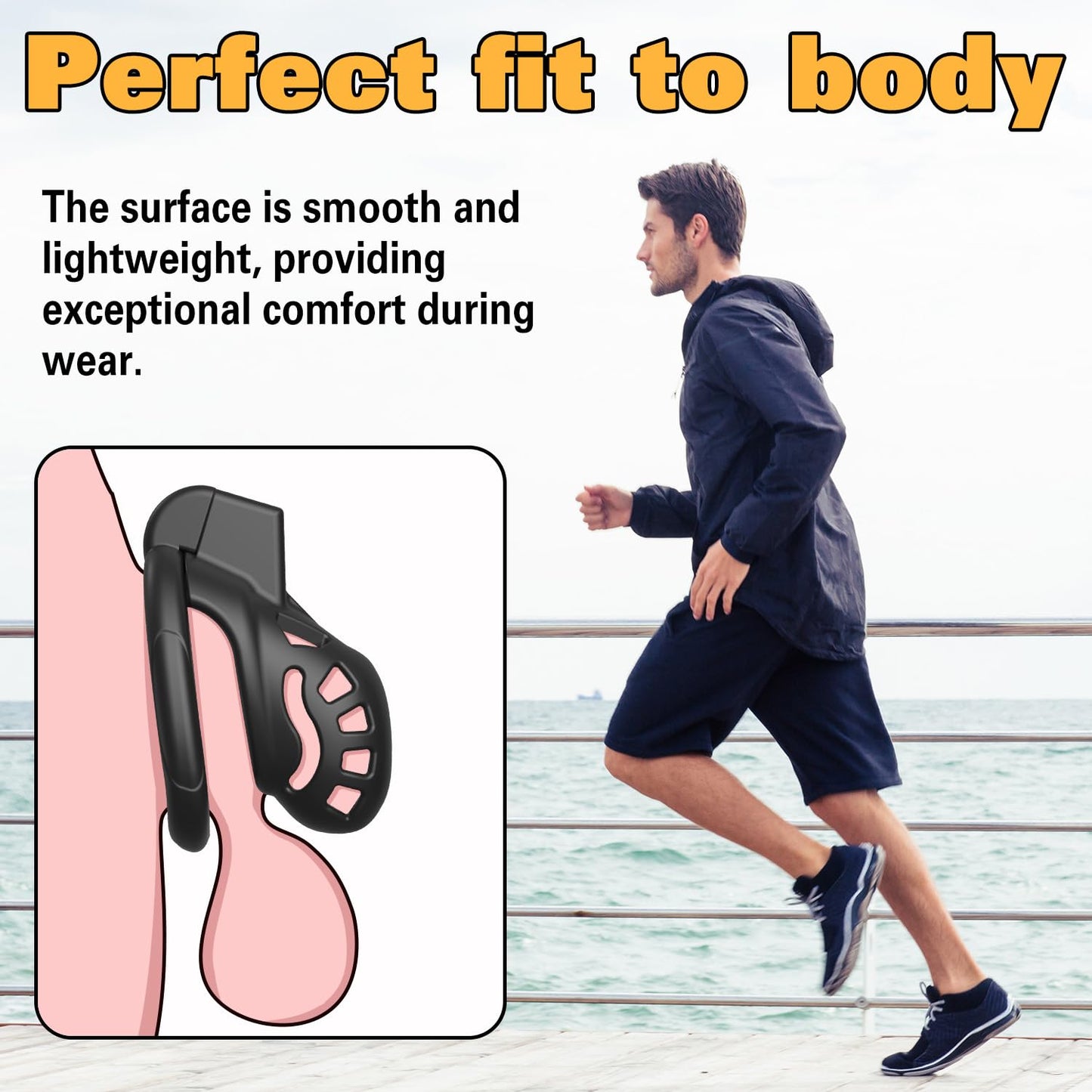 Male Chastity Cage, Large Chastity Device with 3 Sizes Rings and Invisible Lock for Man Penis Exercise Bondage Gear & Accessories Lightweight Adult Sex Toys