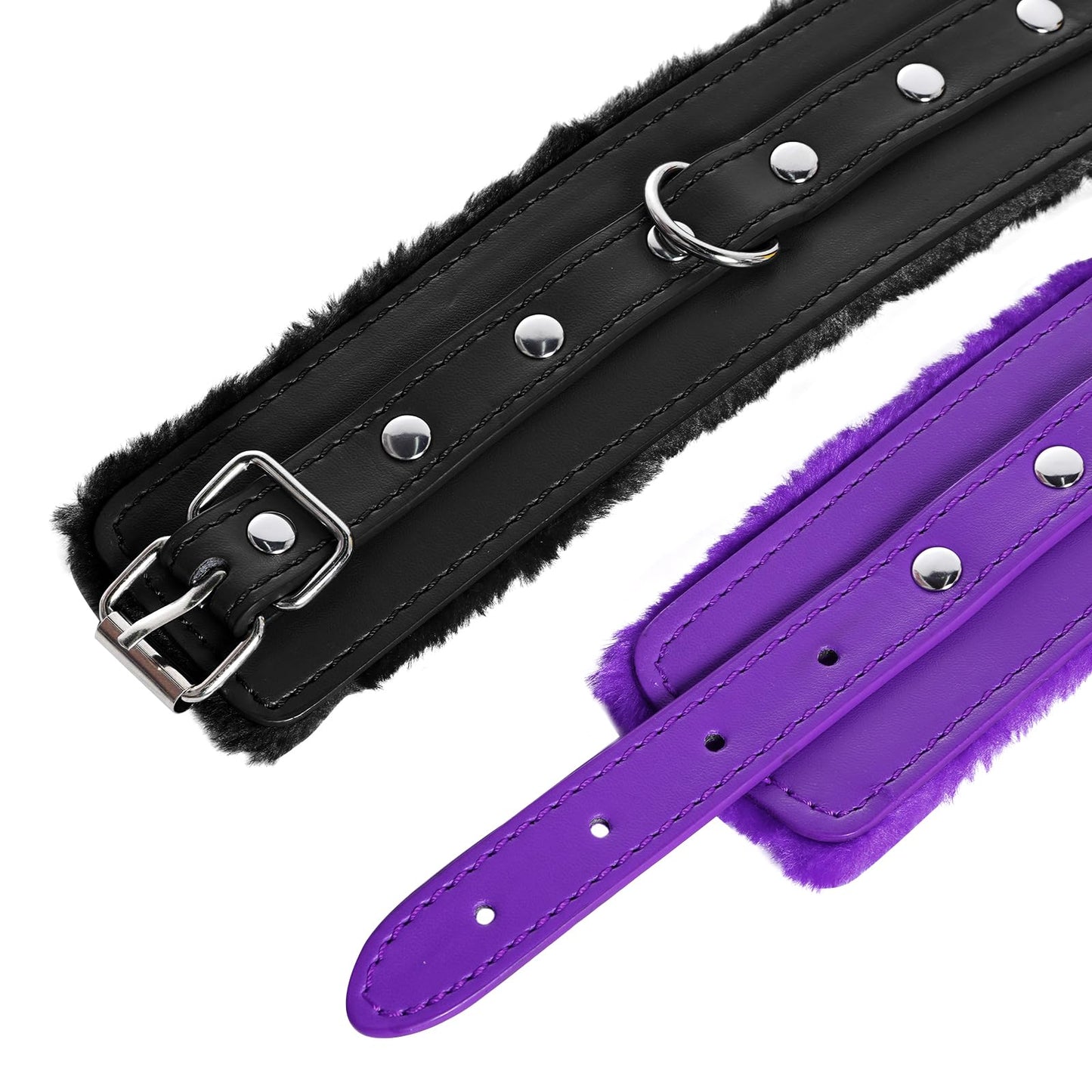 Adjustable Handcuffs Ankle Bracelets SM Adult Plush PU Leather Bondage Fetish Handcuffs Kit Cuff Restraint Set Sex Toy, Rbenxia Handcuff Restraints Adult Sex Toys Black