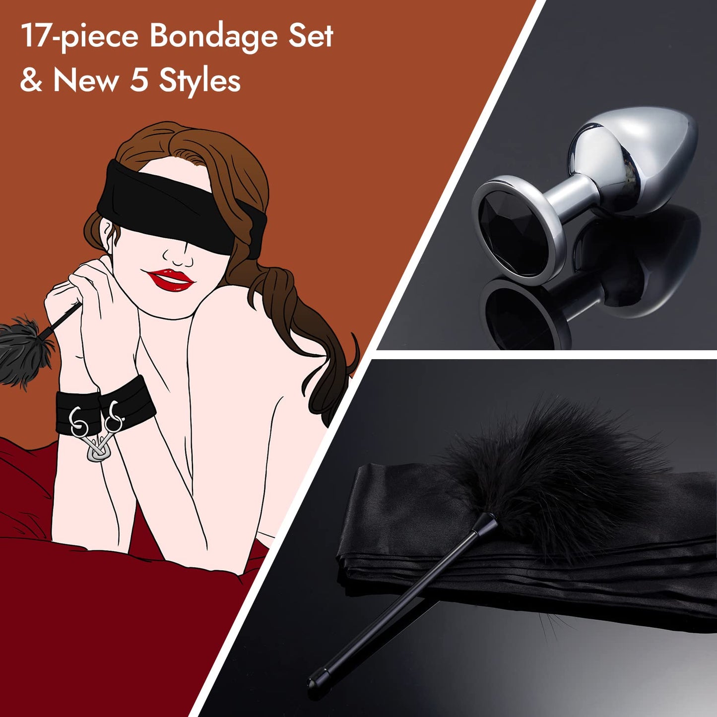 UTIMI Bondage for Sex 11 Pcs BDSM Leather Bondage Sets Restraint Kits for Women and Couples