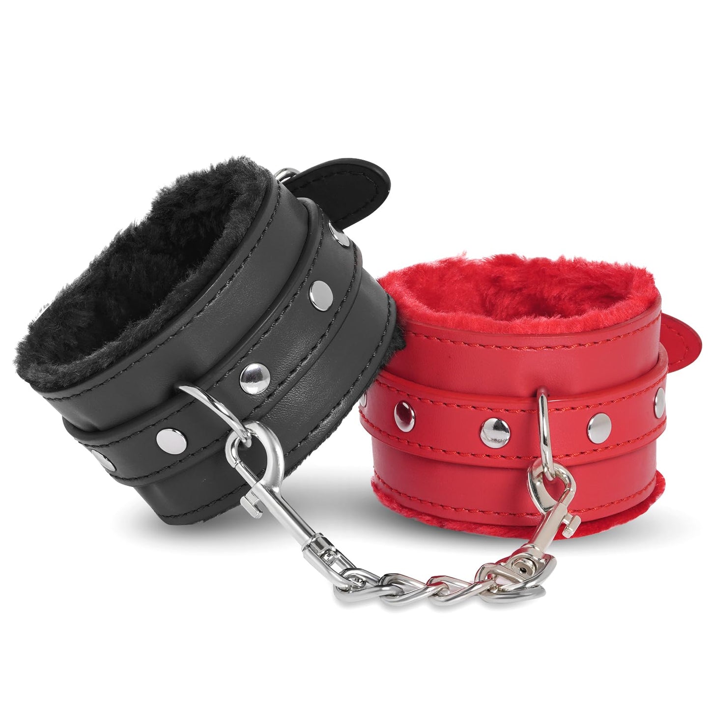 Adjustable Handcuffs Ankle Bracelets SM Adult Plush PU Leather Bondage Fetish Handcuffs Kit Cuff Restraint Set Sex Toy, Rbenxia Handcuff Restraints Adult Sex Toys Black
