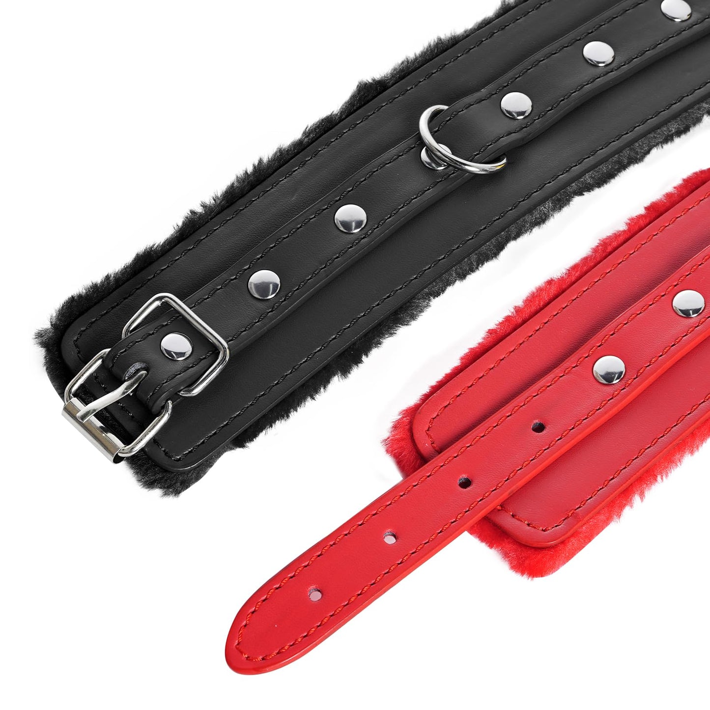 Adjustable Handcuffs Ankle Bracelets SM Adult Plush PU Leather Bondage Fetish Handcuffs Kit Cuff Restraint Set Sex Toy, Rbenxia Handcuff Restraints Adult Sex Toys Black
