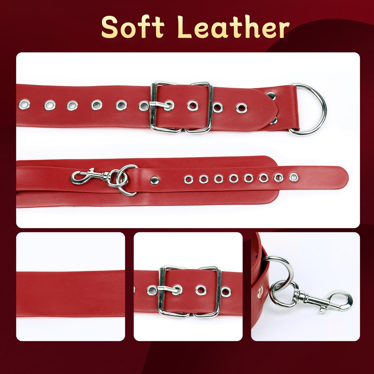 BDSM Bondage Sex Restraints Set Couples Sex Toys, Neck to Wrist Restraints Kit with Traction Chain Back Sex Handcuffs Collar Adjustable Bondage Gear Accessories SM Sexy Slave Beginner Role Play Toy