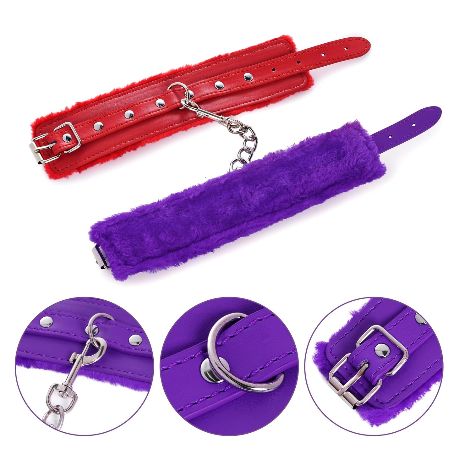 Adjustable Handcuffs Ankle Bracelets SM Adult Plush PU Leather Bondage Fetish Handcuffs Kit Cuff Restraint Set Sex Toy, Rbenxia Handcuff Restraints Adult Sex Toys Black