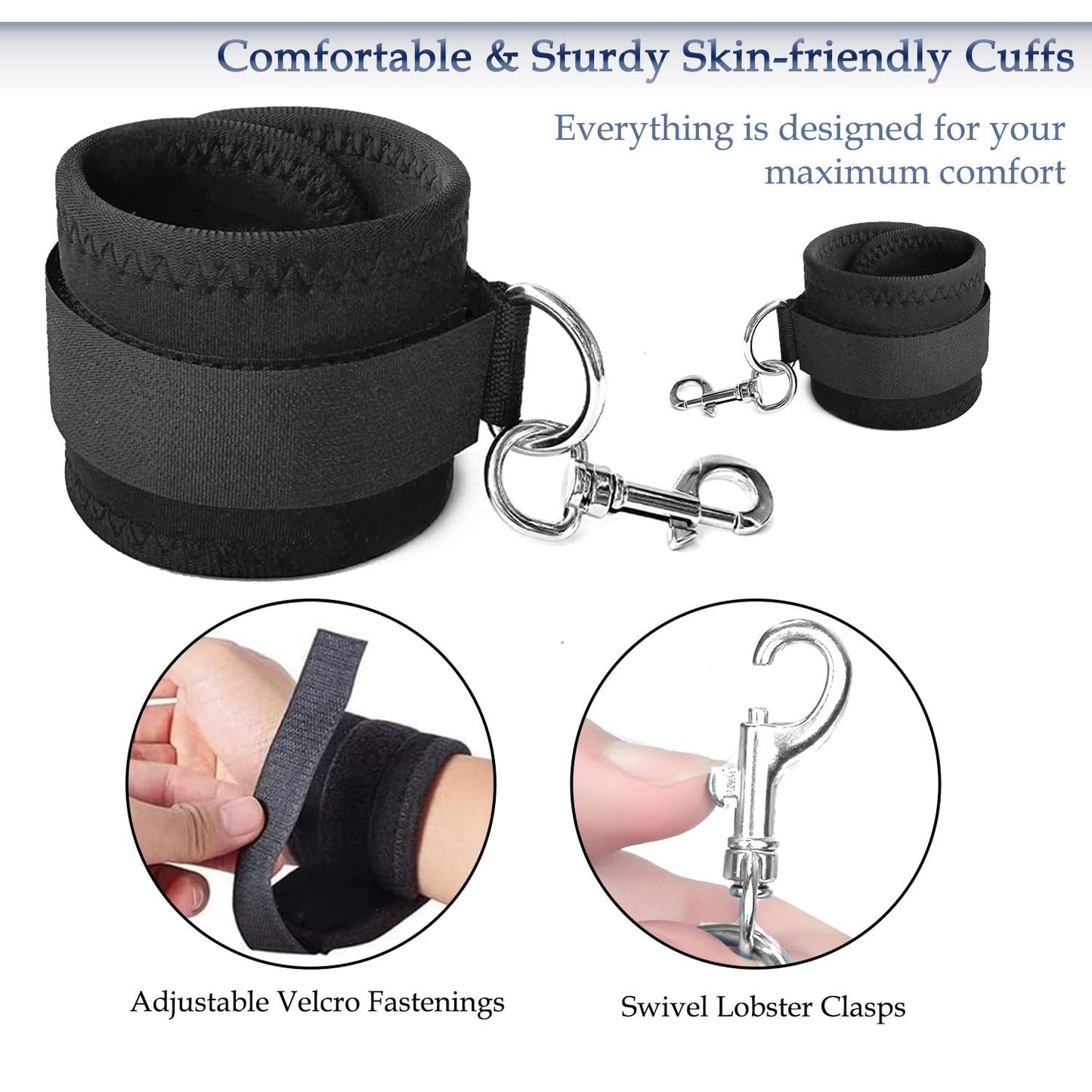 Sex Bondage Restraints BDSM Toys, Selver Versatile Bed Restraints Couple Sex Toys with Sex Straps Bondage Cuffs Blindfold & Feather BDSM Kit, Adult Sex Toys Bondage Gear & Accessories for Couples Game