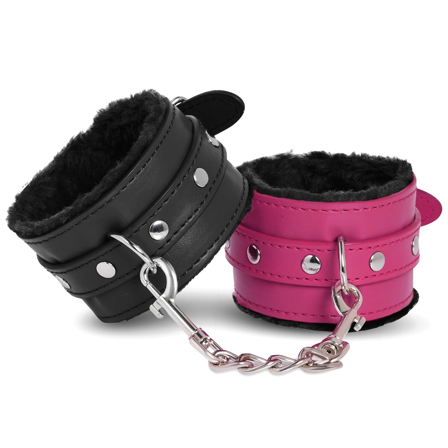 Adjustable Handcuffs Ankle Bracelets SM Adult Plush PU Leather Bondage Fetish Handcuffs Kit Cuff Restraint Set Sex Toy, Rbenxia Handcuff Restraints Adult Sex Toys Black