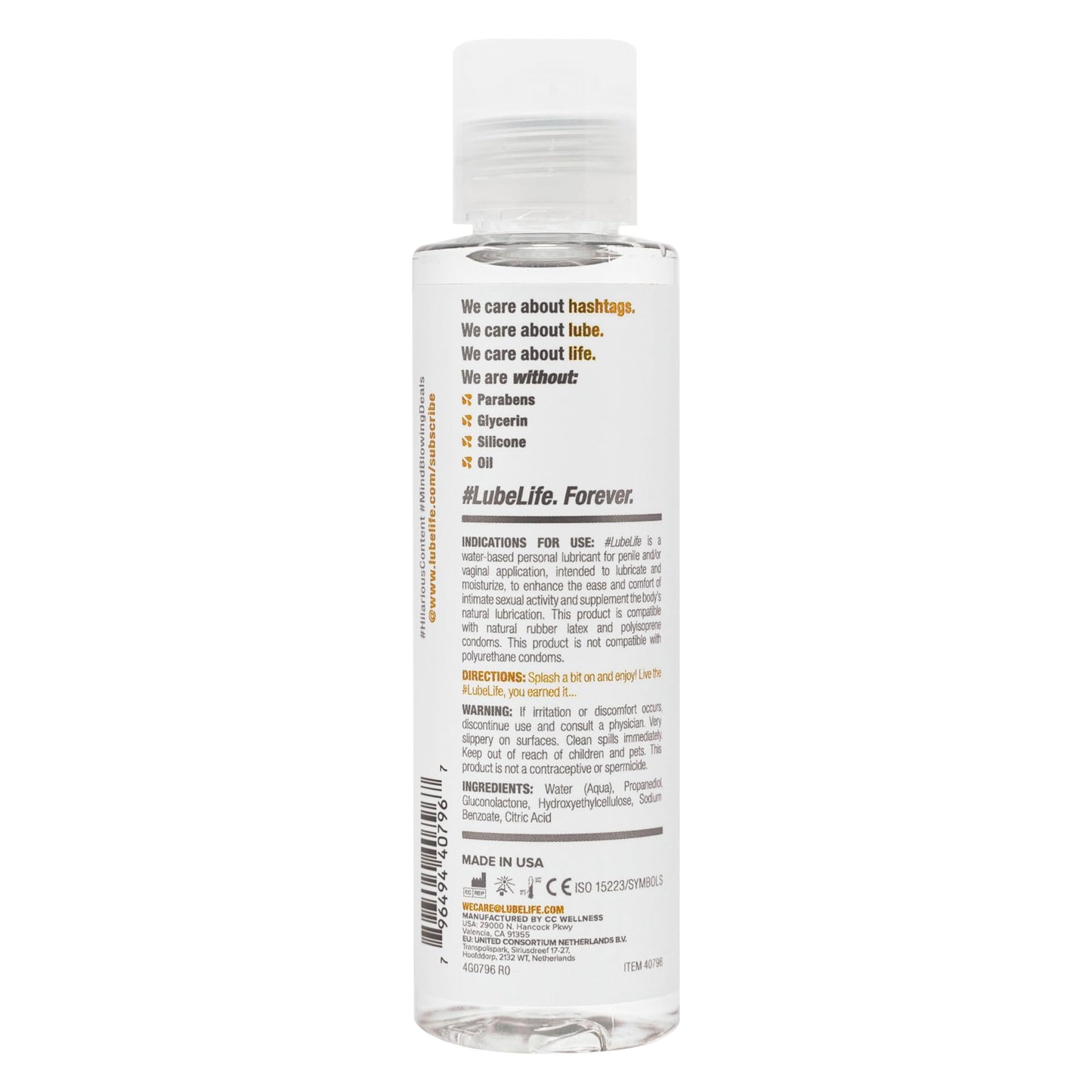 Lube Life Water-Based Personal Lubricant, Lube for Men, Women and Couples, Non-Staining, 8 Fl Oz