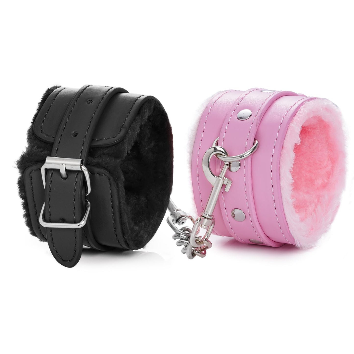 Adjustable Handcuffs Ankle Bracelets SM Adult Plush PU Leather Bondage Fetish Handcuffs Kit Cuff Restraint Set Sex Toy, Rbenxia Handcuff Restraints Adult Sex Toys Black
