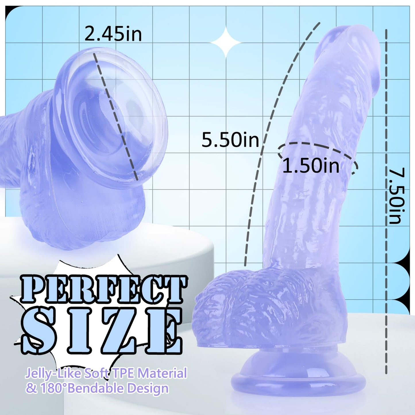 7 Inch Soft Pink Dildo, Realistic Silicone Medium Anal Dildos Stimulation Vaginal G-Spot and Anal, Safe Material Lifelike Men Penis with Strong Suction Cup, Adult Sex Toys for Women/Beginner Sexual