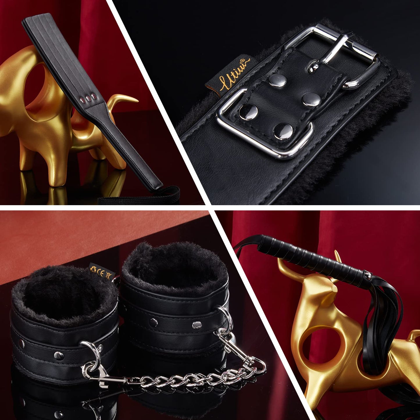 UTIMI Bondage for Sex 11 Pcs BDSM Leather Bondage Sets Restraint Kits for Women and Couples