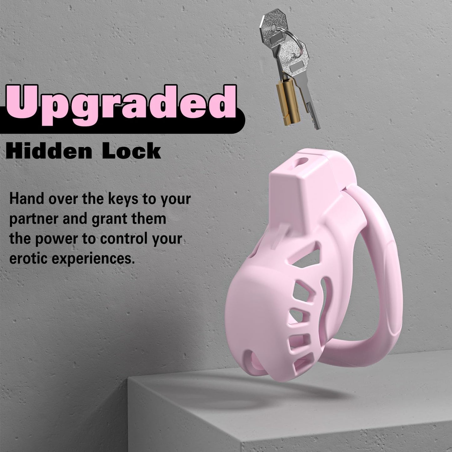 Male Chastity Cage, Large Chastity Device with 3 Sizes Rings and Invisible Lock for Man Penis Exercise Bondage Gear & Accessories Lightweight Adult Sex Toys