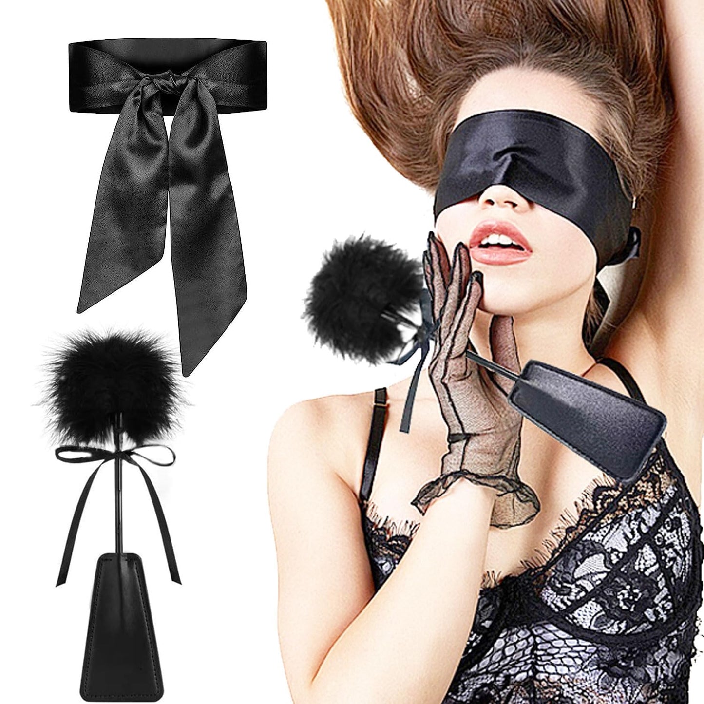 Sex Bondage Restraints BDSM Toys, Selver Versatile Bed Restraints Couple Sex Toys with Sex Straps Bondage Cuffs Blindfold & Feather BDSM Kit, Adult Sex Toys Bondage Gear & Accessories for Couples Game