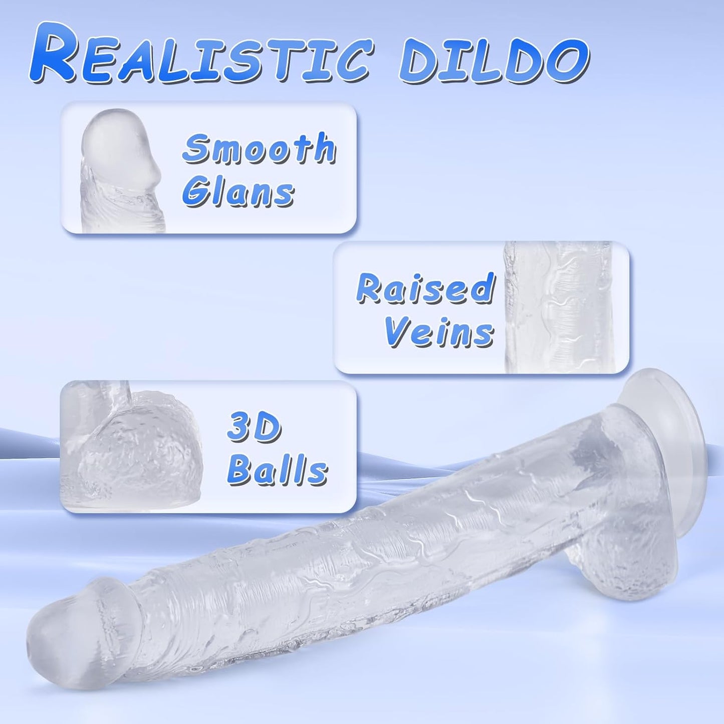 13 Inch Huge Realistic Clear Dildo Adult Sex Toys for Women, G Spot Anal Stimulation with Strong Suction Cup for Hands Free Play,Body-Safe Material Lifelike Large Penis Adult Anal Sex Toys for Couple