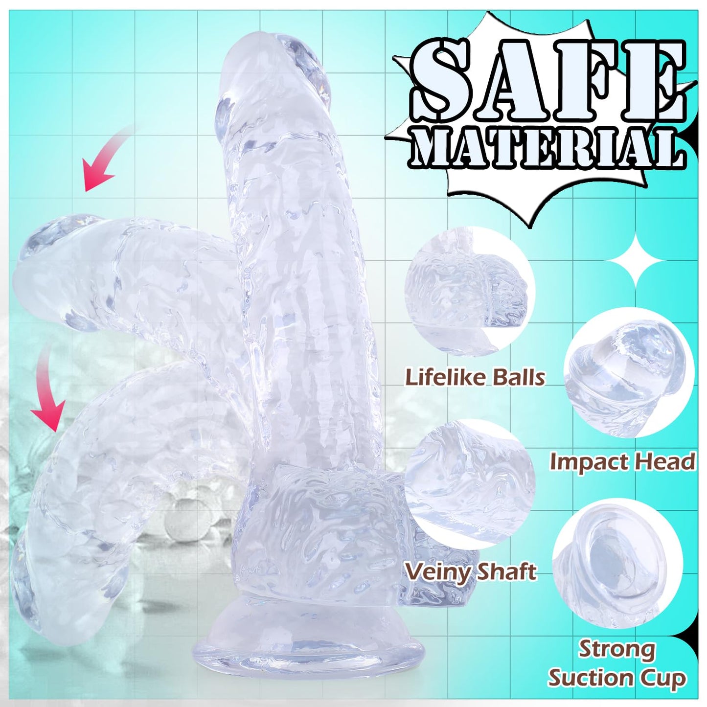 7 Inch Soft Pink Dildo, Realistic Silicone Medium Anal Dildos Stimulation Vaginal G-Spot and Anal, Safe Material Lifelike Men Penis with Strong Suction Cup, Adult Sex Toys for Women/Beginner Sexual