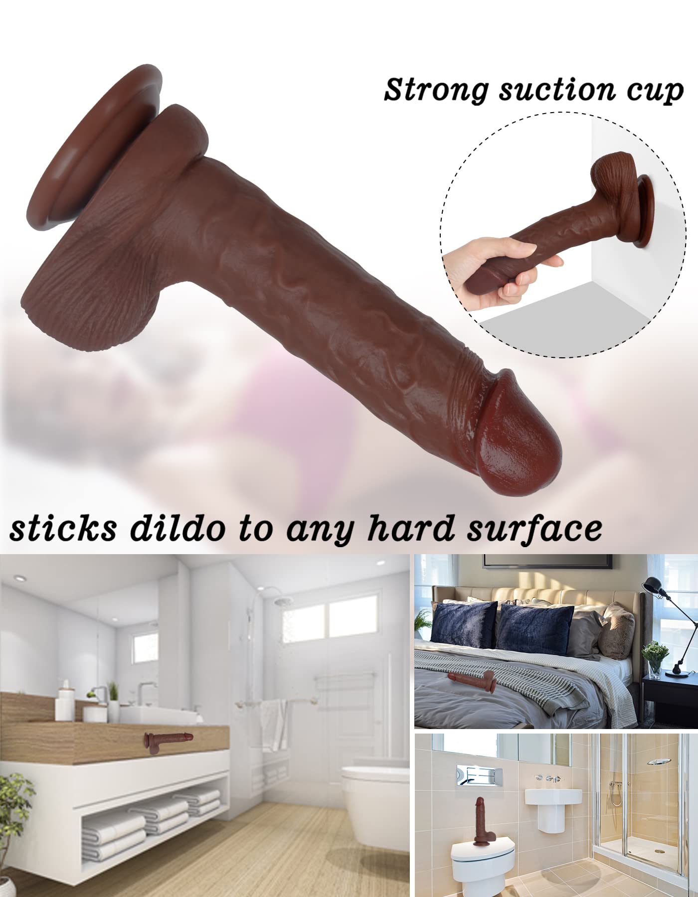 Realistic Dildo for Beginners Lifelike Huge Silicone Dildo, with Strong Suction Cup for Hands-Free Play, Realistic Penis for G-Spot Stimulation Dildos Anal Sex Toys for Women and Couple 7.7 "