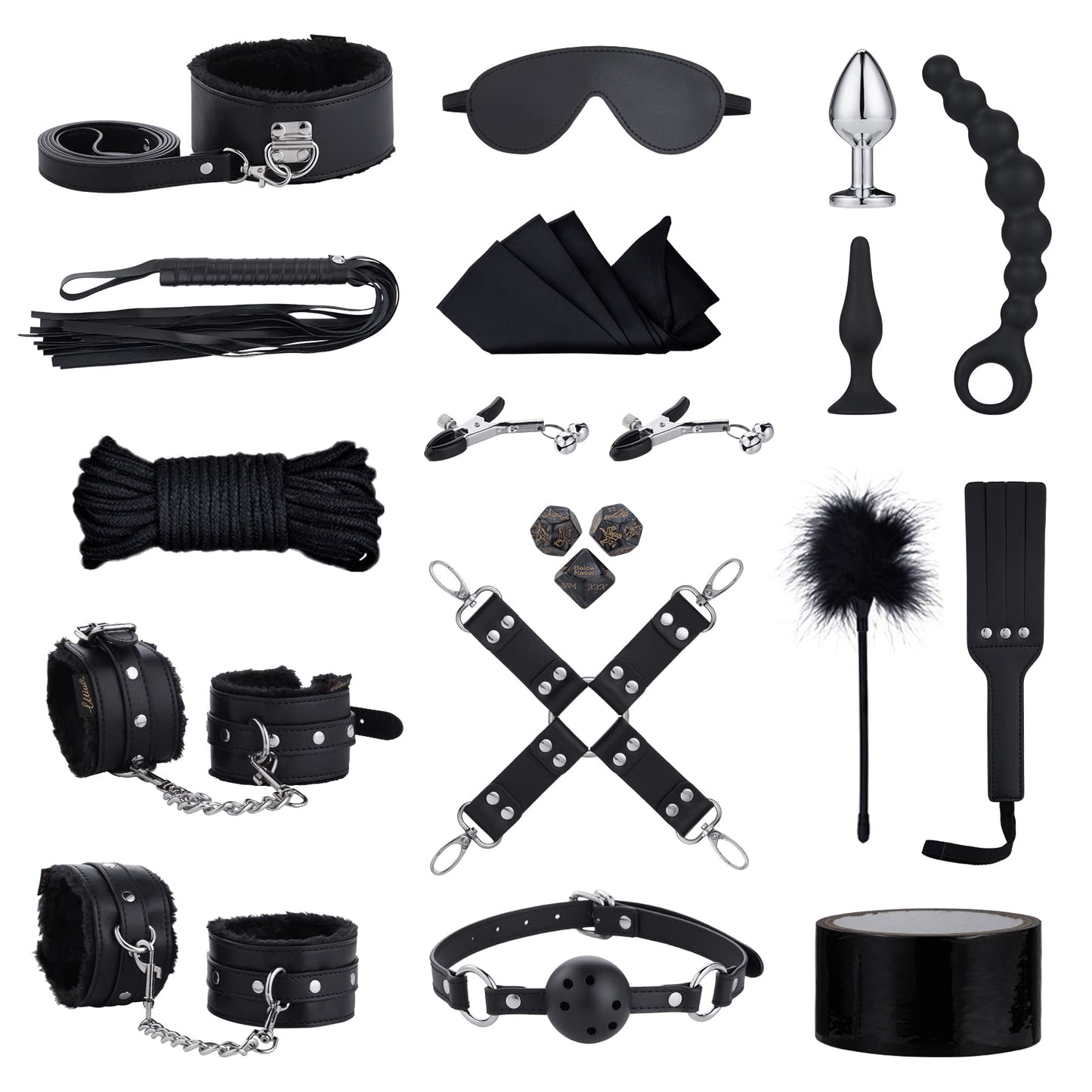 UTIMI Bondage for Sex 11 Pcs BDSM Leather Bondage Sets Restraint Kits for Women and Couples
