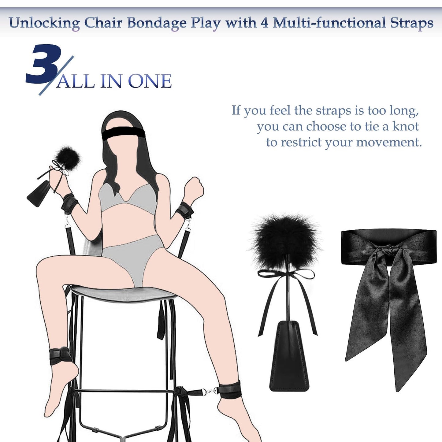 Sex Bondage Restraints BDSM Toys, Selver Versatile Bed Restraints Couple Sex Toys with Sex Straps Bondage Cuffs Blindfold & Feather BDSM Kit, Adult Sex Toys Bondage Gear & Accessories for Couples Game