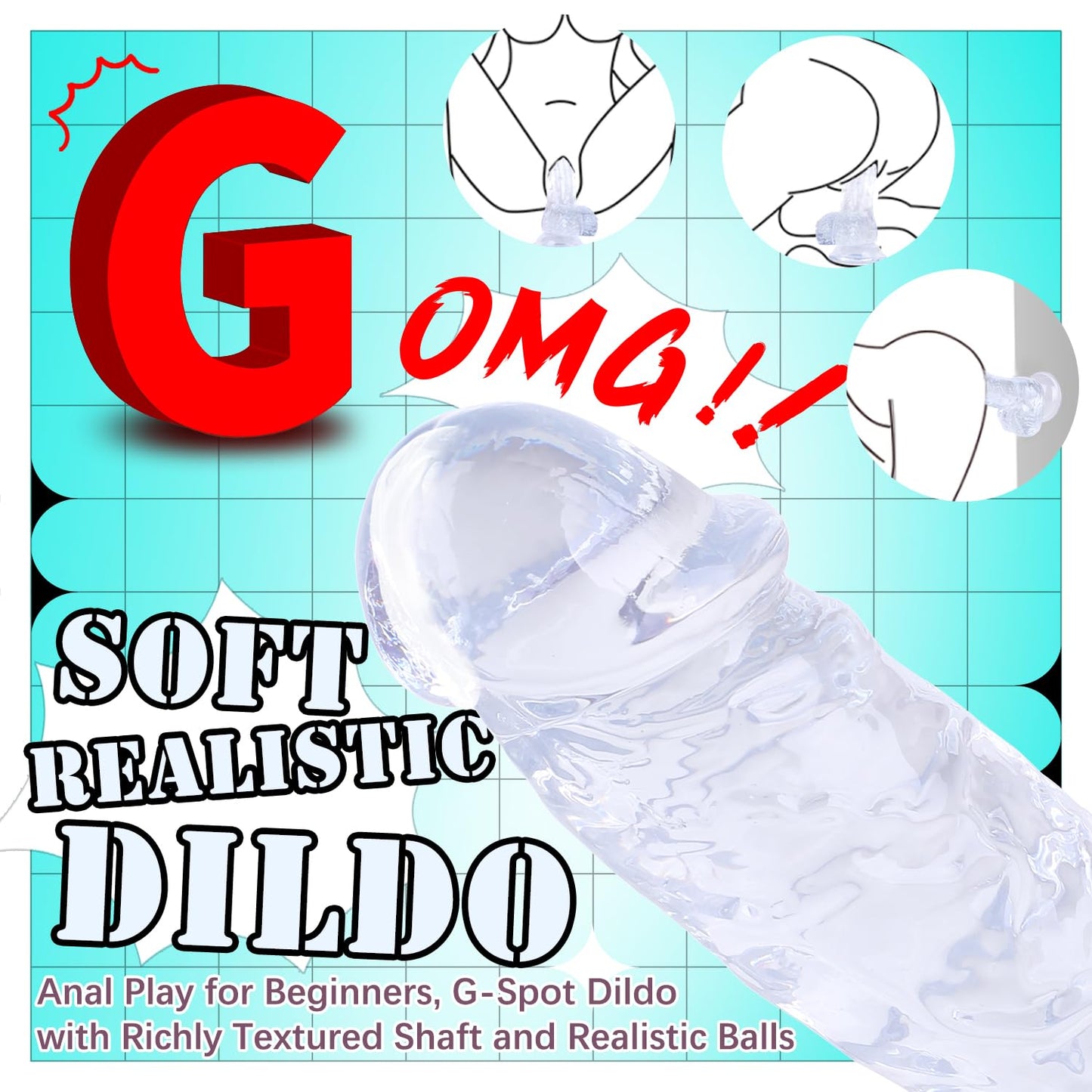 7 Inch Soft Pink Dildo, Realistic Silicone Medium Anal Dildos Stimulation Vaginal G-Spot and Anal, Safe Material Lifelike Men Penis with Strong Suction Cup, Adult Sex Toys for Women/Beginner Sexual