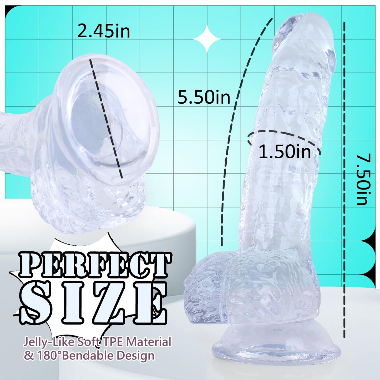 7 Inch Soft Pink Dildo, Realistic Silicone Medium Anal Dildos Stimulation Vaginal G-Spot and Anal, Safe Material Lifelike Men Penis with Strong Suction Cup, Adult Sex Toys for Women/Beginner Sexual