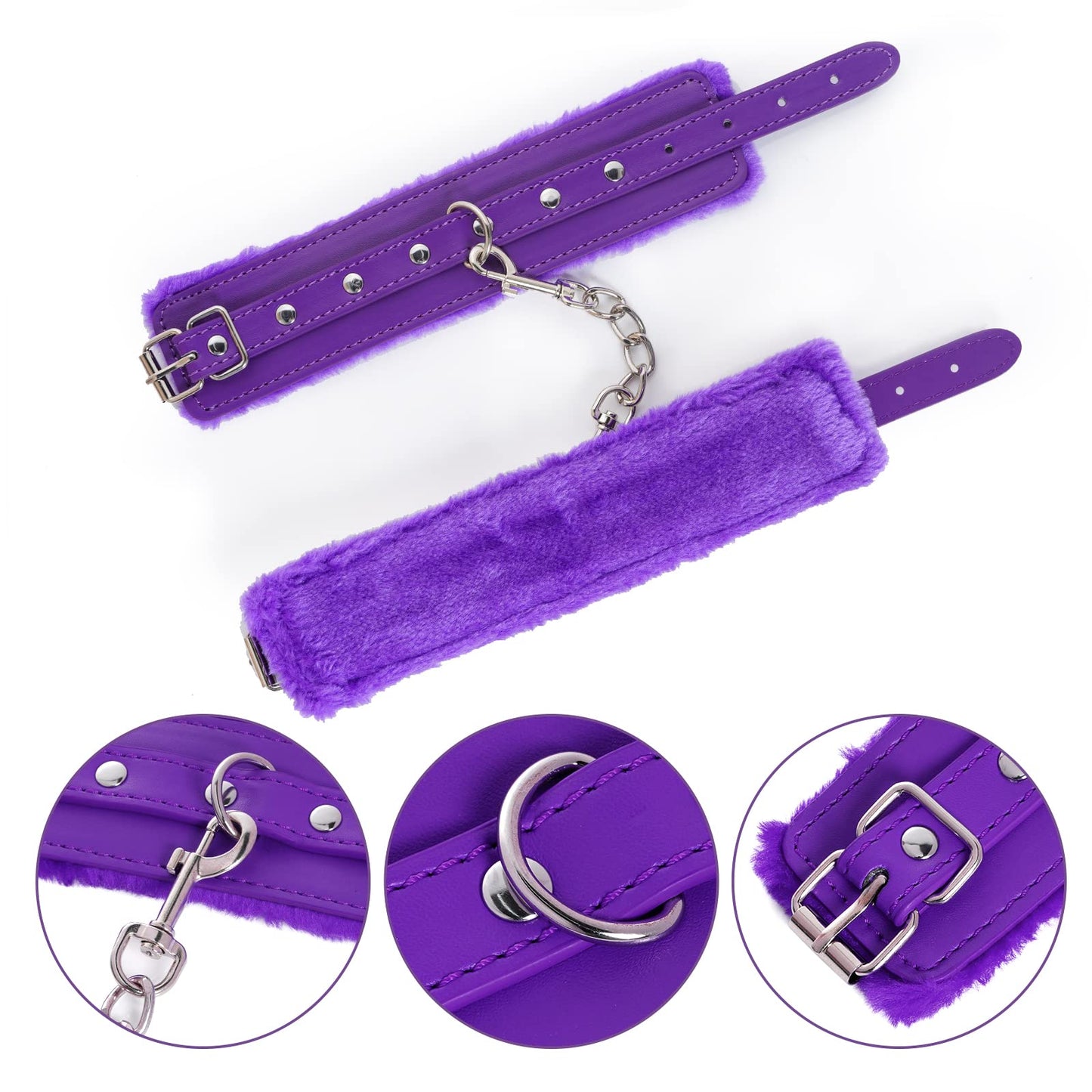 Adjustable Handcuffs Ankle Bracelets SM Adult Plush PU Leather Bondage Fetish Handcuffs Kit Cuff Restraint Set Sex Toy, Rbenxia Handcuff Restraints Adult Sex Toys Black