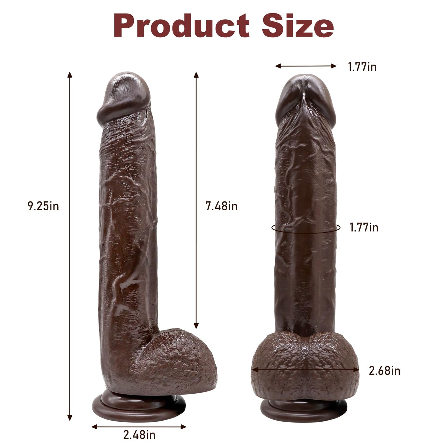 9.25 Inch Realistic Dildo Adult Sex Toys for Women, G Spot Anal Stimulator with Strong Suction Cup for Hands-Free Play, Body-Safe Material Curved Shaft and Balls Lifelike Flexible (Brown)