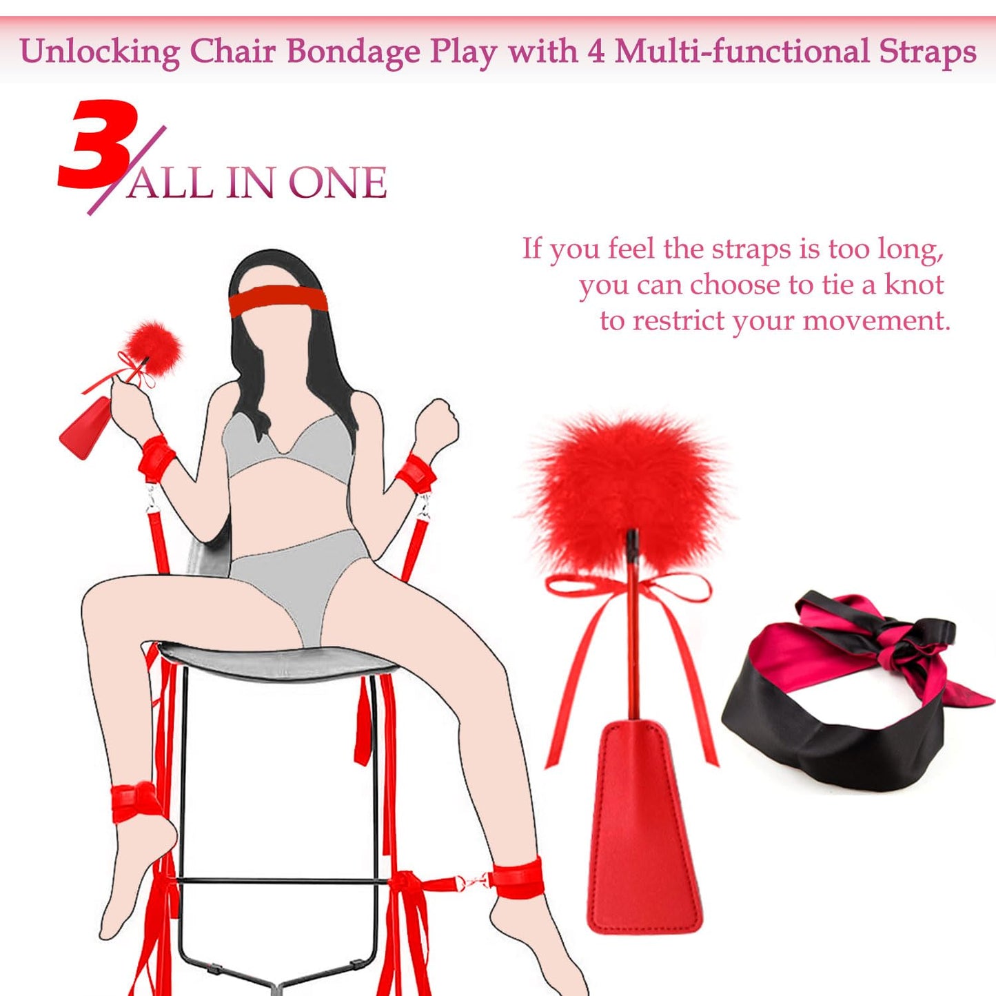 Sex Bondage Restraints BDSM Toys, Selver Versatile Bed Restraints Couple Sex Toys with Sex Straps Bondage Cuffs Blindfold & Feather BDSM Kit, Adult Sex Toys Bondage Gear & Accessories for Couples Game