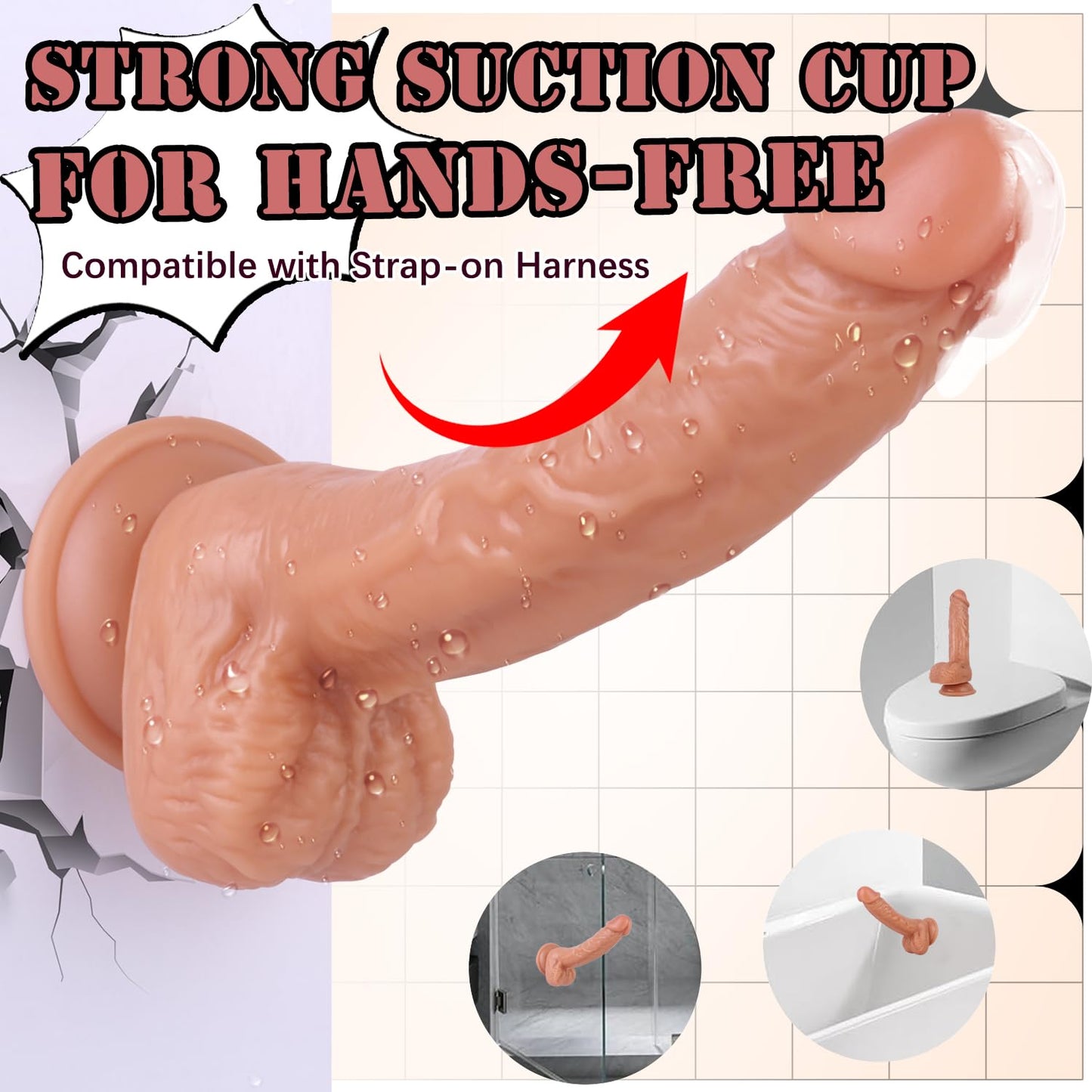 7 Inch Soft Pink Dildo, Realistic Silicone Medium Anal Dildos Stimulation Vaginal G-Spot and Anal, Safe Material Lifelike Men Penis with Strong Suction Cup, Adult Sex Toys for Women/Beginner Sexual