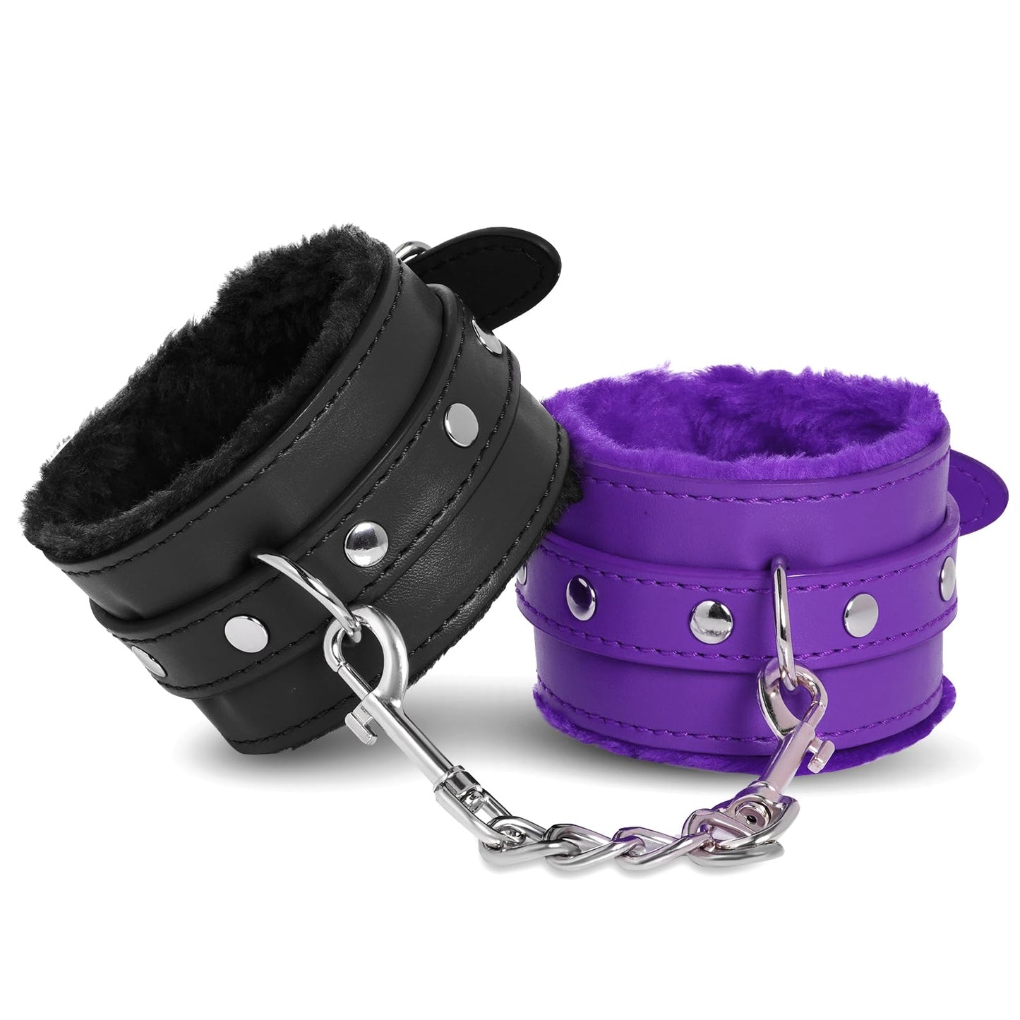 Adjustable Handcuffs Ankle Bracelets SM Adult Plush PU Leather Bondage Fetish Handcuffs Kit Cuff Restraint Set Sex Toy, Rbenxia Handcuff Restraints Adult Sex Toys Black