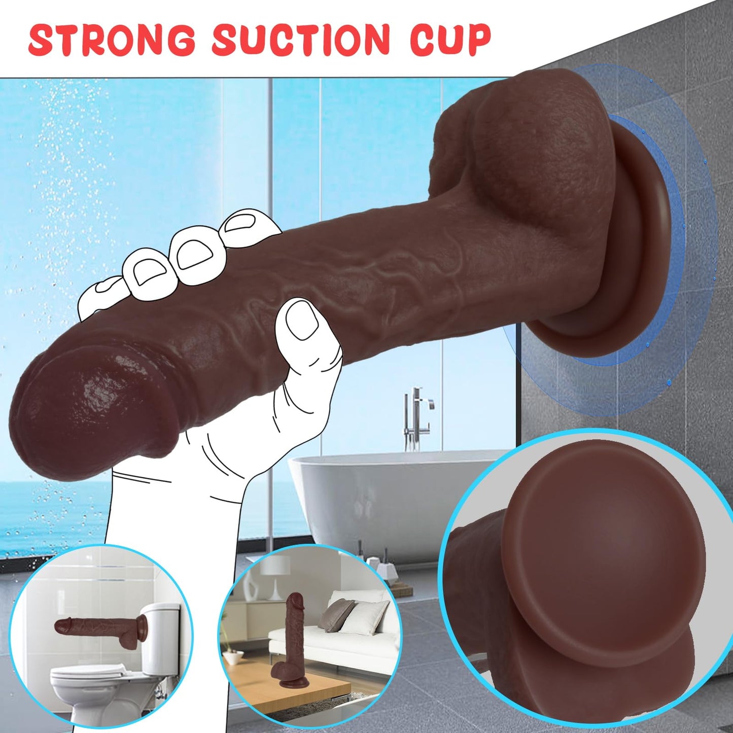 Sex Toys Dildo 7.8 Inch Realistic Silicone Dildo, Safety Material for Clitoral Vagina and Anal Stimulation with Strong Suction Cups, Sex Adult Toys for Women and Couple
