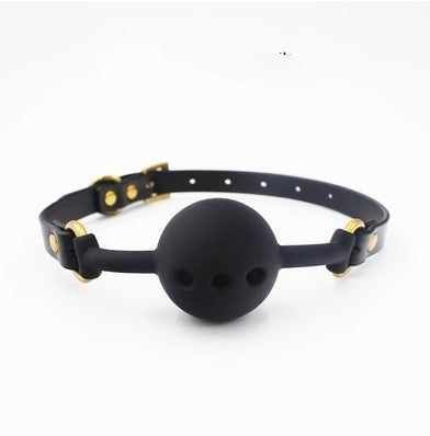 Adjustable Silicone Mouth Gag with Leather Strap – BDSM Mouth Stopper for Men and Women