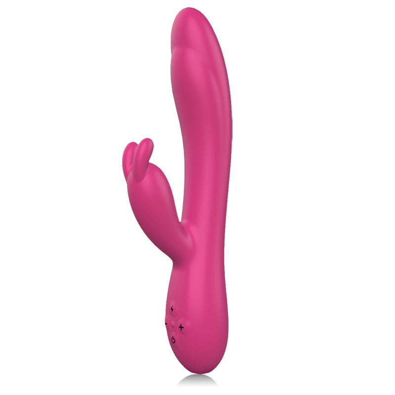 Double-Headed Vibrating Rabbit Warming Stick - G-Point Stimulation in Pink, Black, Rose, and Purple