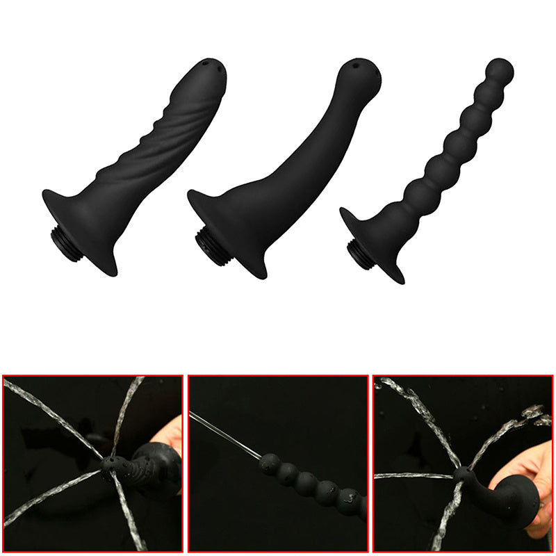 Dual-Use Silicone Cleanser for Vagina and Anus – Black Enema for Adults