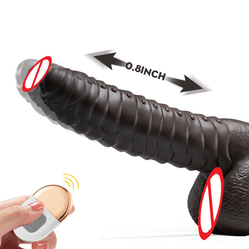 Telescopic Vibrating Dildo with Heating Function and Remote Control - Liquid Silicone Masturbation Device in Multiple Colors