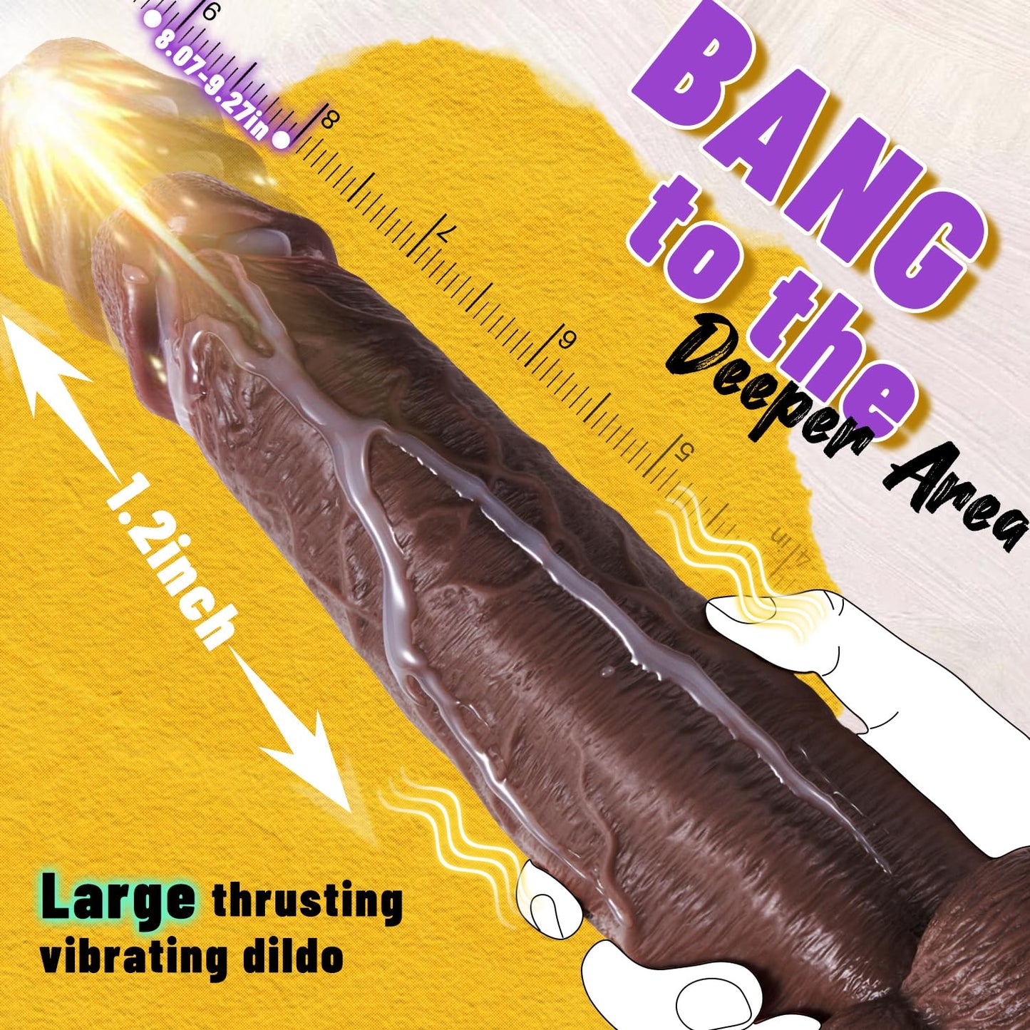 Lubisey 10.43" Large Thrusting Vibrating Dildo, Realistic Big Dildo Vibrator with 6 Thrust Speeds & 10 Vibrations, G Spot Sex Toy for Men and Women with Suction Cup Massive Dildo for Anal and Vagina