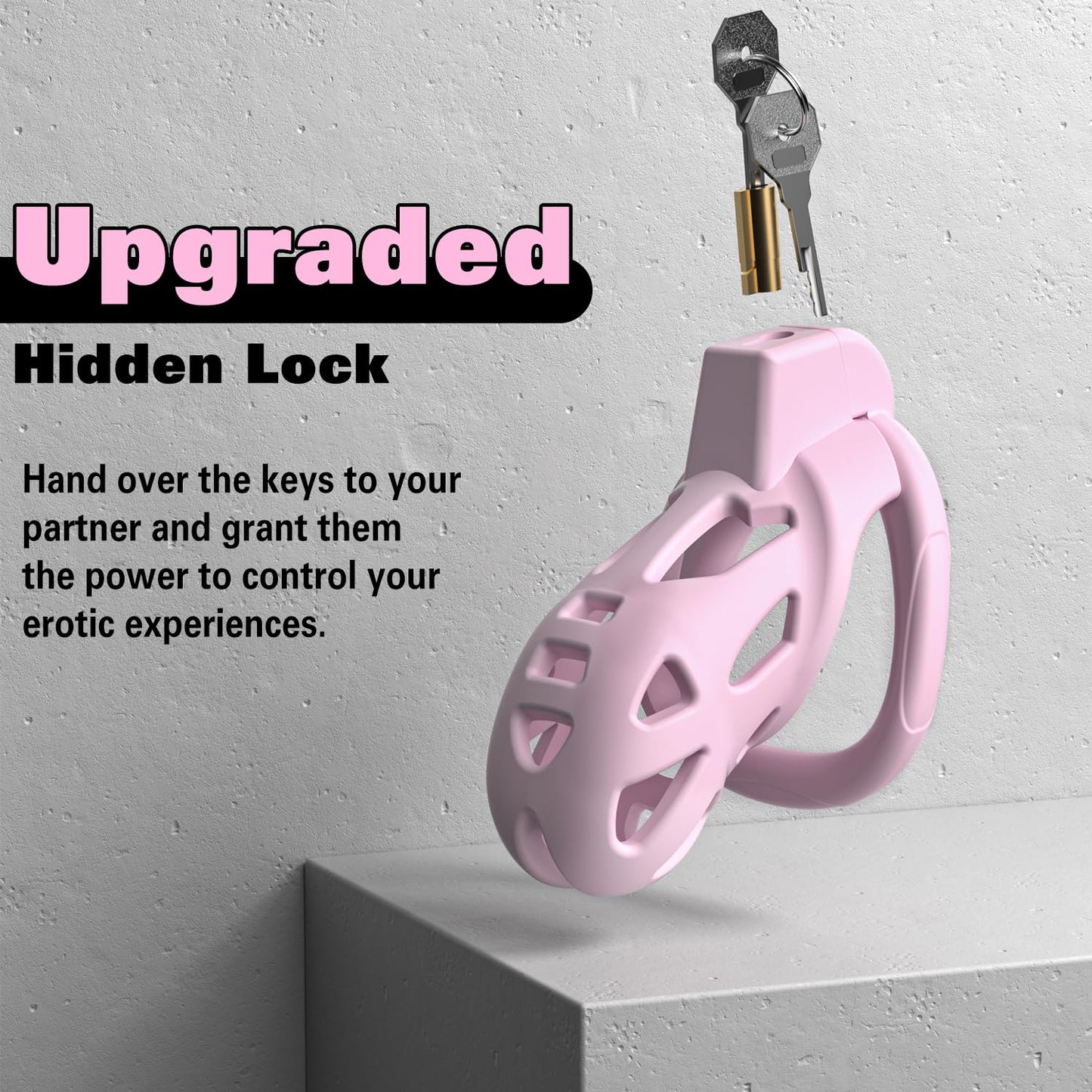 Male Chastity Cage, Large Chastity Device with 3 Sizes Rings and Invisible Lock for Man Penis Exercise Bondage Gear & Accessories Lightweight Adult Sex Toys
