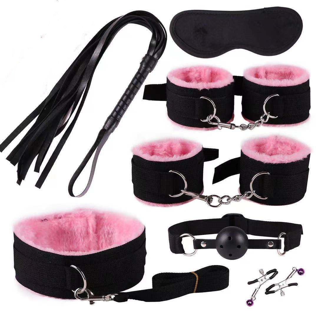 7-Piece & 8-Piece Plush Bondage Training Set - Nylon Discipline Toys in Various Colors