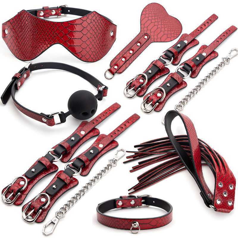 Premium 8-Piece Bondage Training Set – Leather, Silicone, and Metal Restraints